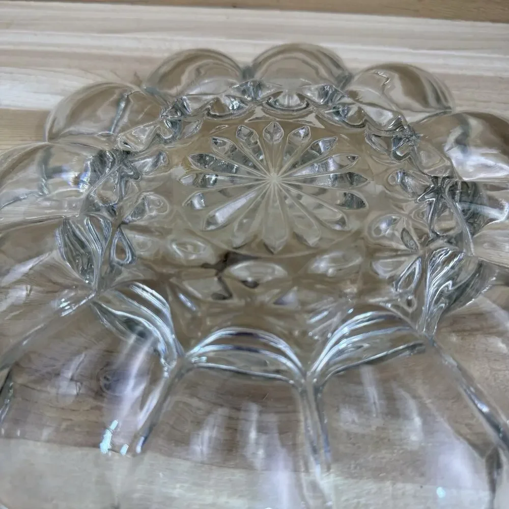 Vintage Decoraive Tray Made Of Thick, Clear Glass for 12 Eggs